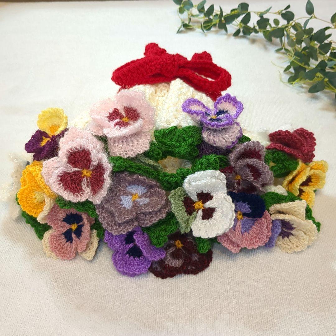 お*ろ様 ブーケブランケット 花束ブランケット パンジー リボン - メルカリ