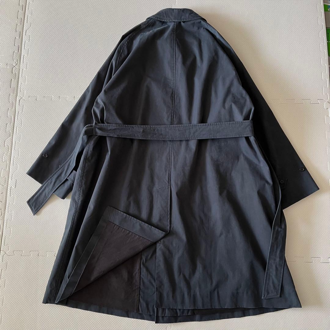 美品 LE レショップ C/P ギャバ バルカラーコート ネイビー コットン