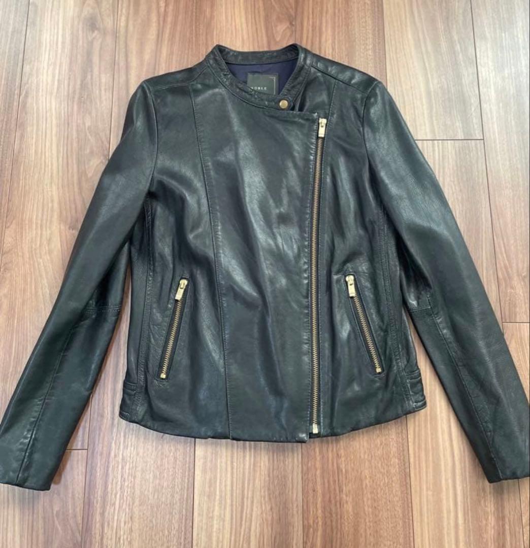 Noble ノーカラー レザージャケット　羊革 38M黒 楽天市場】レザージャケット ノーカラージャケット ノーカラー 革