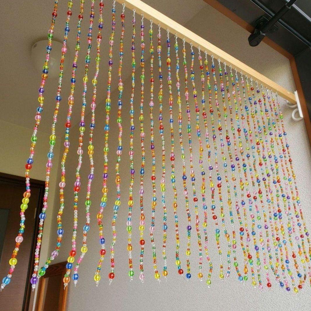 ビーズカーテン ビーズのれん ビーズ 昭和レトロ 雑貨 ガラス ポップ