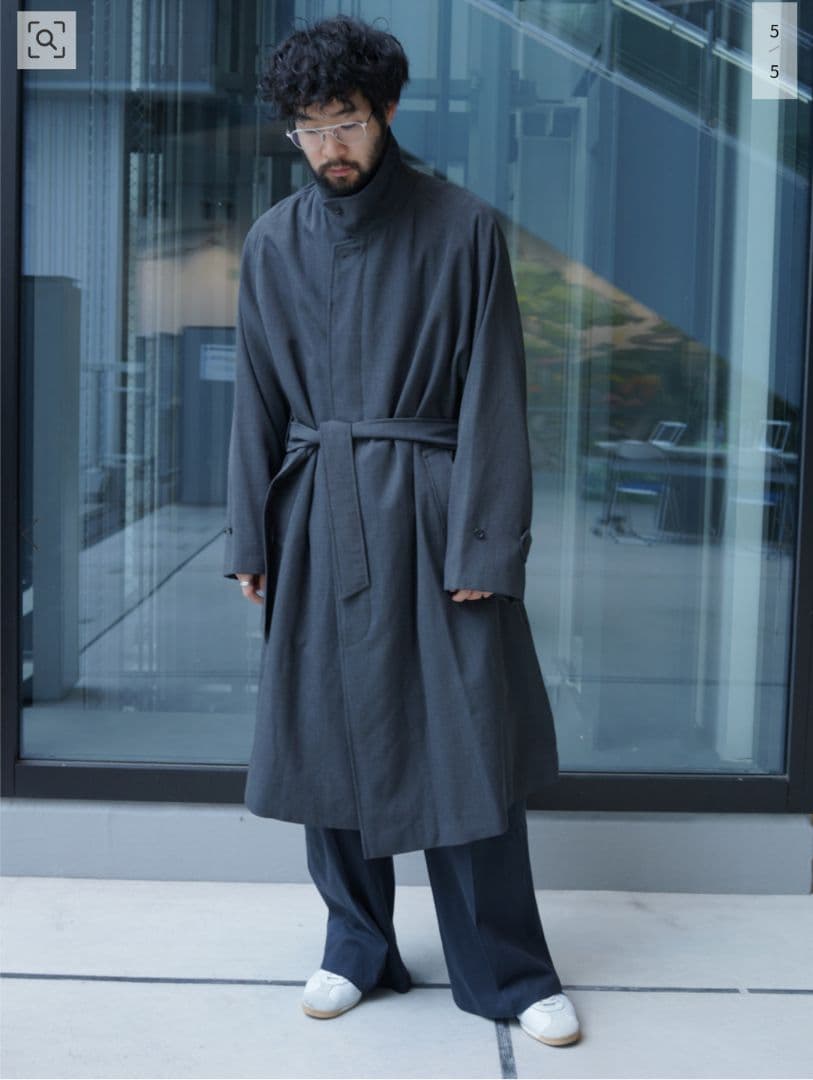 レショップ LE ウールサージ バルカラーコート グレー2 最終価格