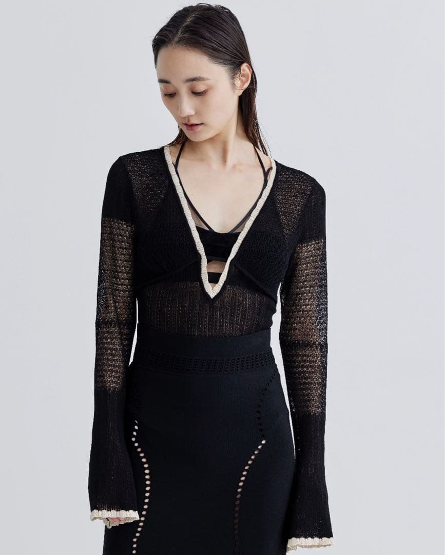 【RI　fetico 】ボディースーツ【ブラック　サイズ FETICO】 CUT-OUT BUSTIER JUMPSUIT / FLORAL PRINT TURTLE VELOUR