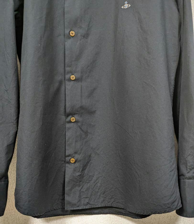 VivienneWestwood MANシャツ ブラック アシンメトリー48 L