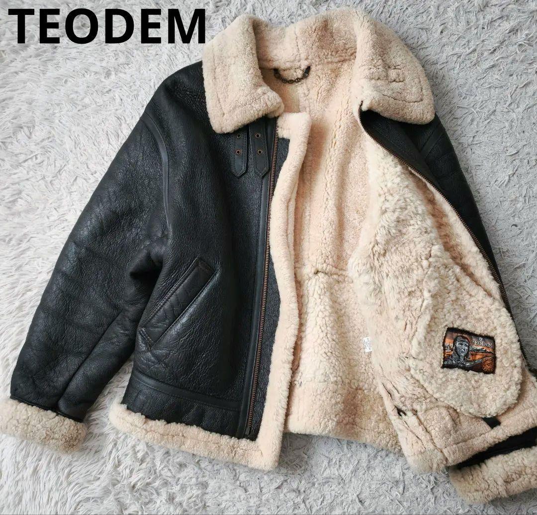 【高級◎ ゆったり】TEODEM ムートンジャケット B3 本革 ボア XL 中古・古着通販】TEODEM (テオデム) ムートンジャケット ブラウン
