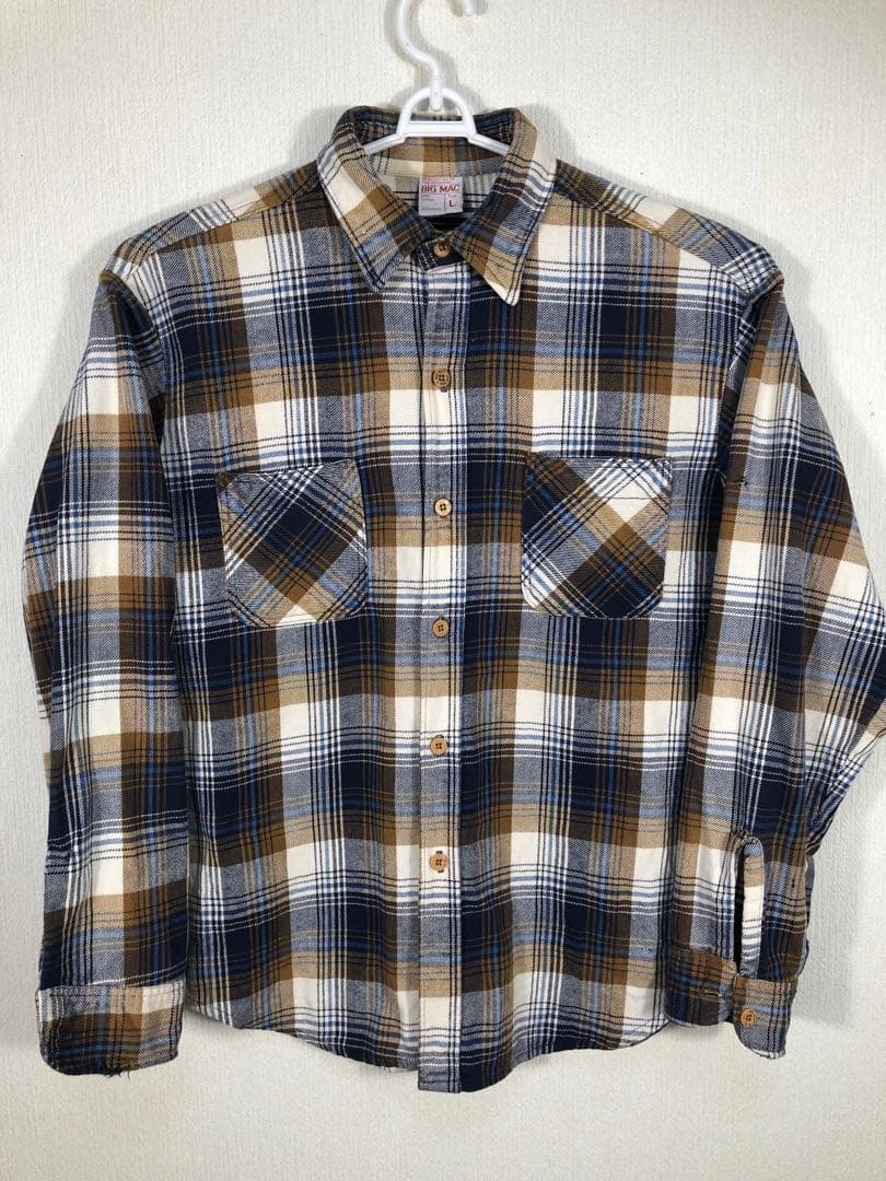 70s BIGMAC vintageネルシャツLサイズ 70s BIG MAC L/S ネルシャツ USA製 Size L コットンシャツ ビッグマッ