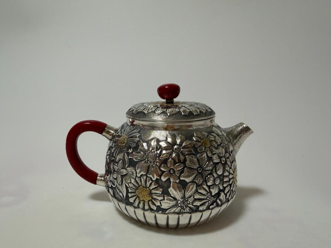 純銀製 花文様 急須 銀瓶 煎茶道具 imgrc0066581280.gif