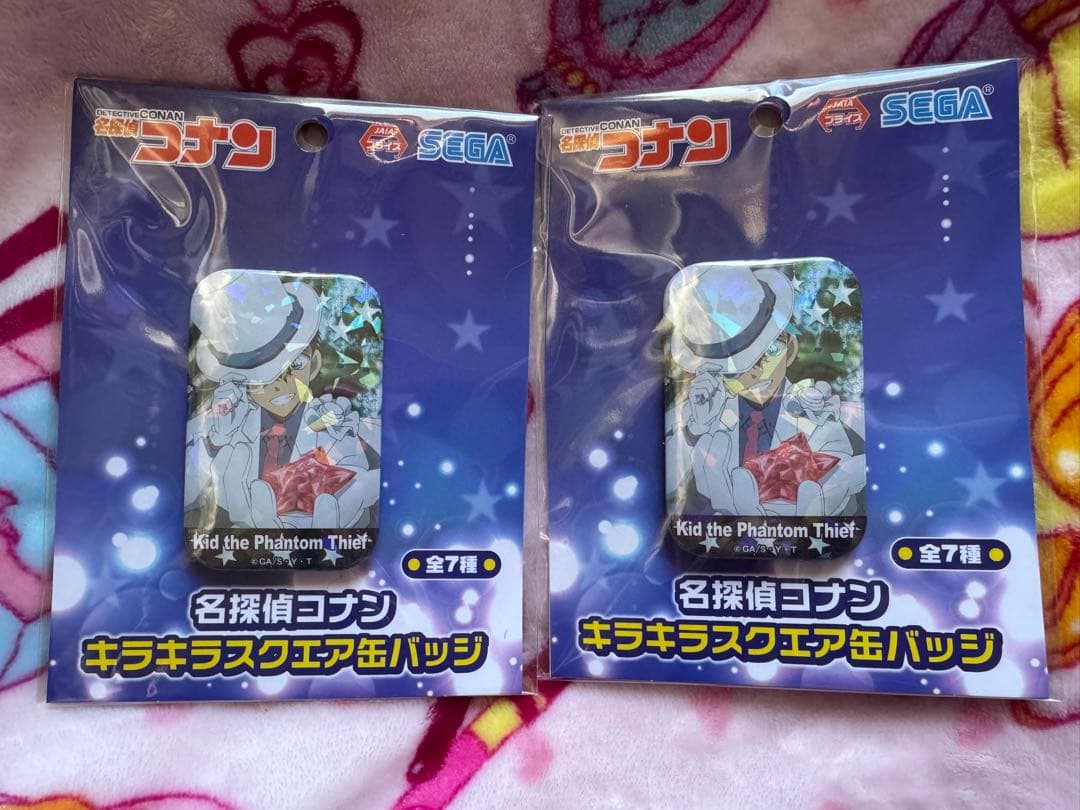 名探偵コナン まじっく快斗 キラキラスクエア缶バッジ＆フィギュア