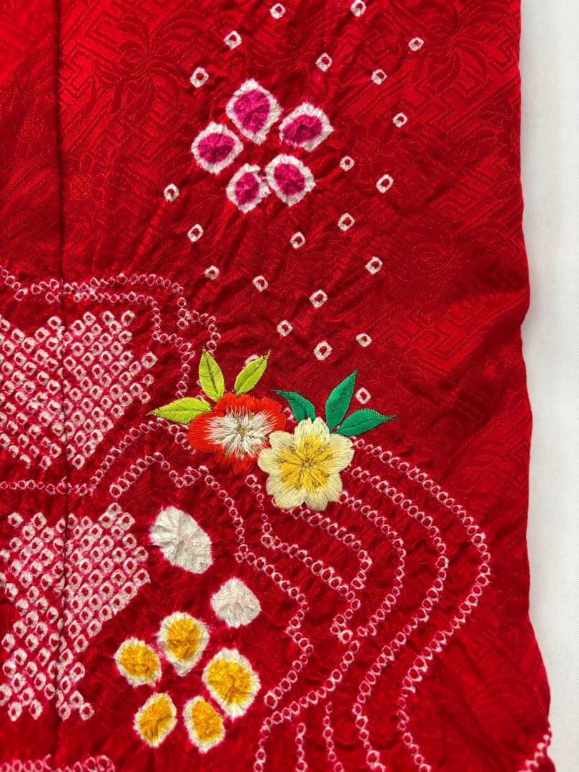 七五三着物女児3才一つ身　長襦袢付 桜まり刺繍部分絞《子供484》#江戸小もーん