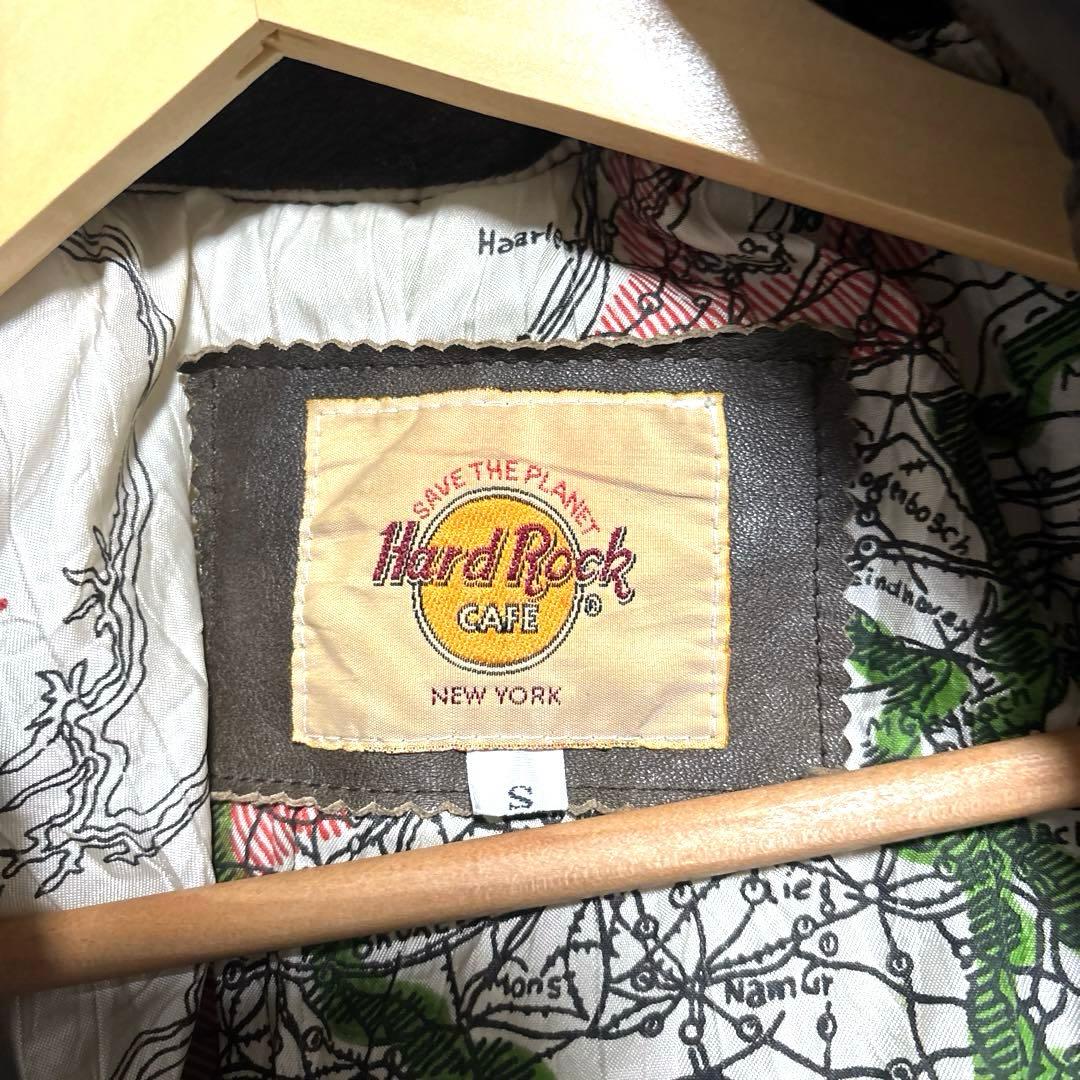 90' HardRockCAFE 革ジャン A-2 フライトジャケット 地図柄 - メルカリ