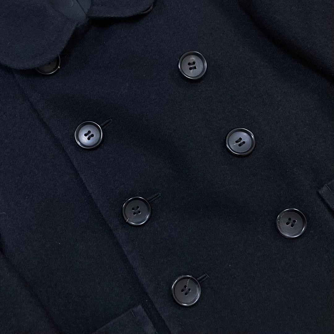 トリココムデギャルソン 16AW ウールコットン 丸襟 ダブルコート 黒S