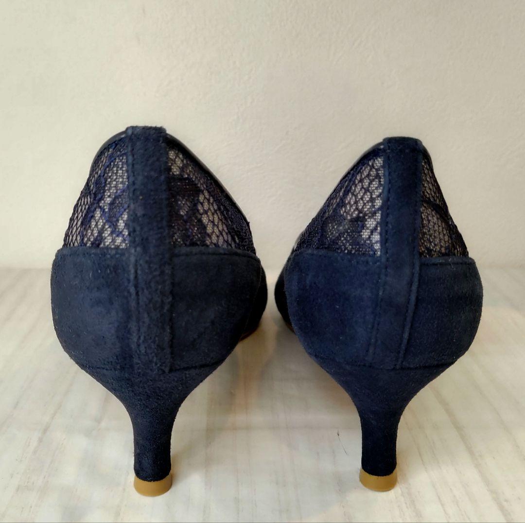 試し履き程度】ダイアナ 23.0㎝ パンプス ネイビー レース パーティ