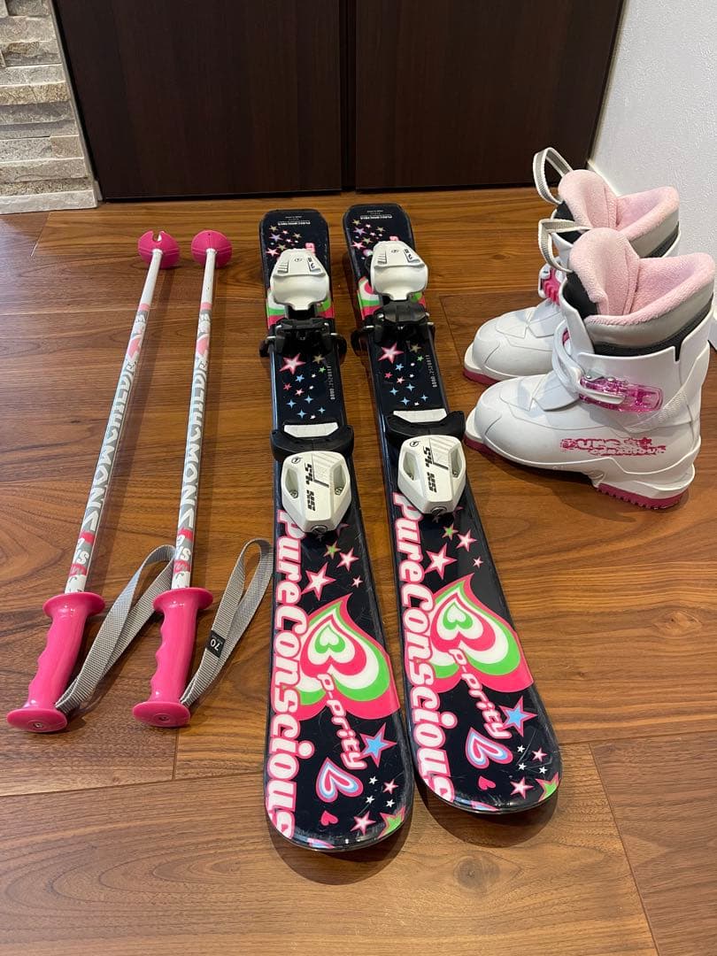 Pure Conscious 子供用スキー板80cm ブーツ16cm ストック Pure Conscious 子供用スキー板80cm ブーツ16cm ストック