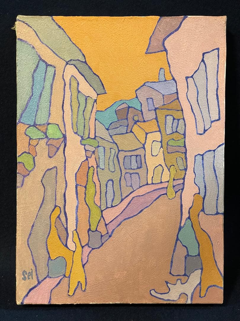 「真作」田代聖太郎「アッシジの街かど」風景画　油彩画　額装　サイン有り　F4号