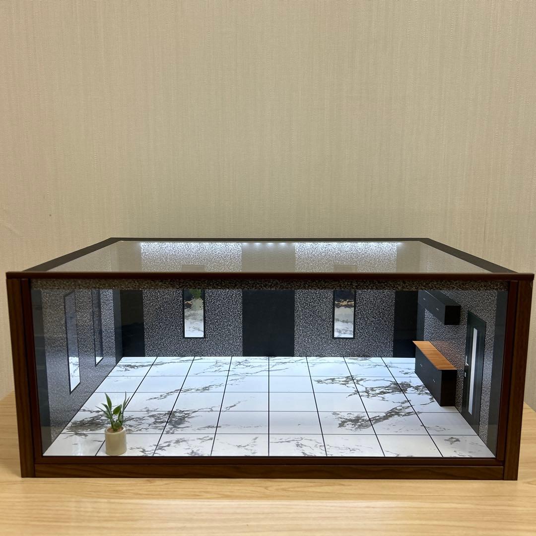 1/18ミニカー用 ガレージ ジオラマBOX コレクションケース LED照明