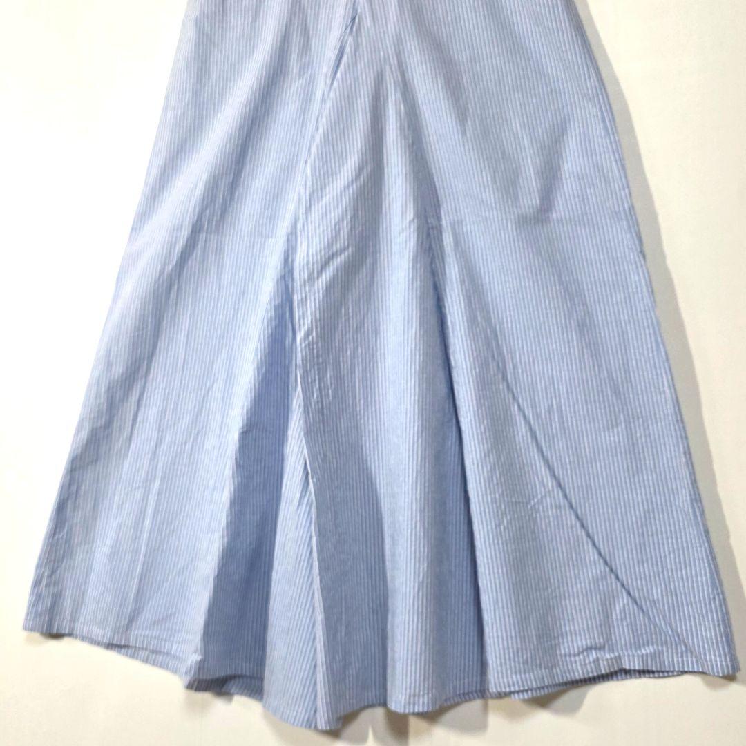 MM6メゾンマルジェラ【36】フレアパンツ 水色 キュロットストライプ 夏