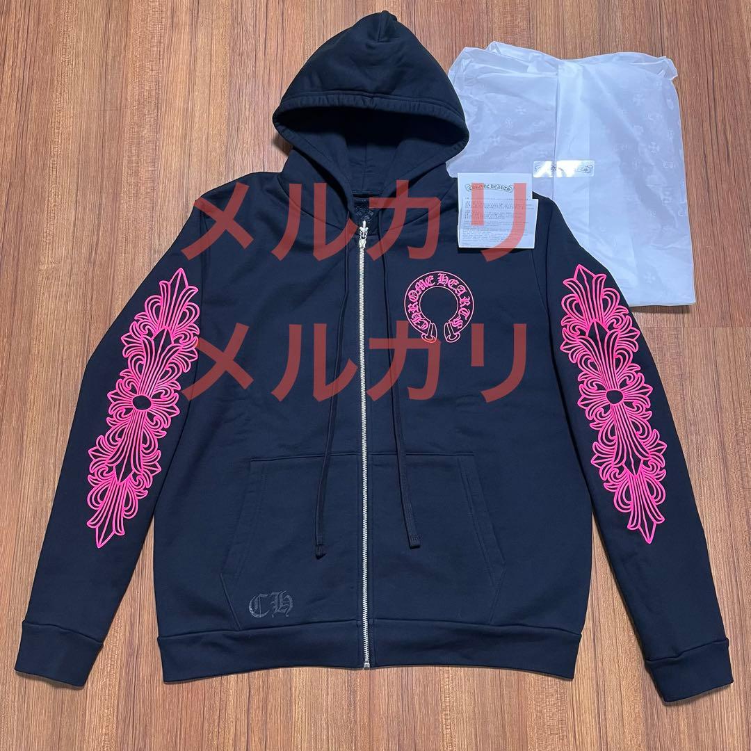ピンクM クロムハーツ ジップアップ パーカー フローラル クロス