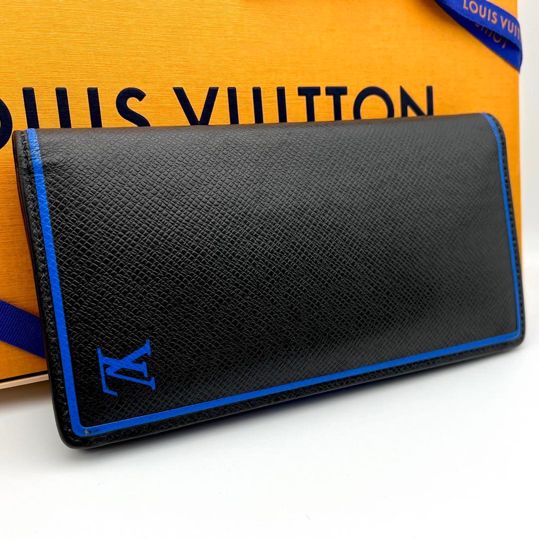 ✨美品✨ルイヴィトン ポルトフォイユ ブラザ タイガ メンズ 長財布 黒 ブルー LOUIS VUITTON（ルイ・ヴィトン） 財布 メンズ ポルトフォイユブラザ V