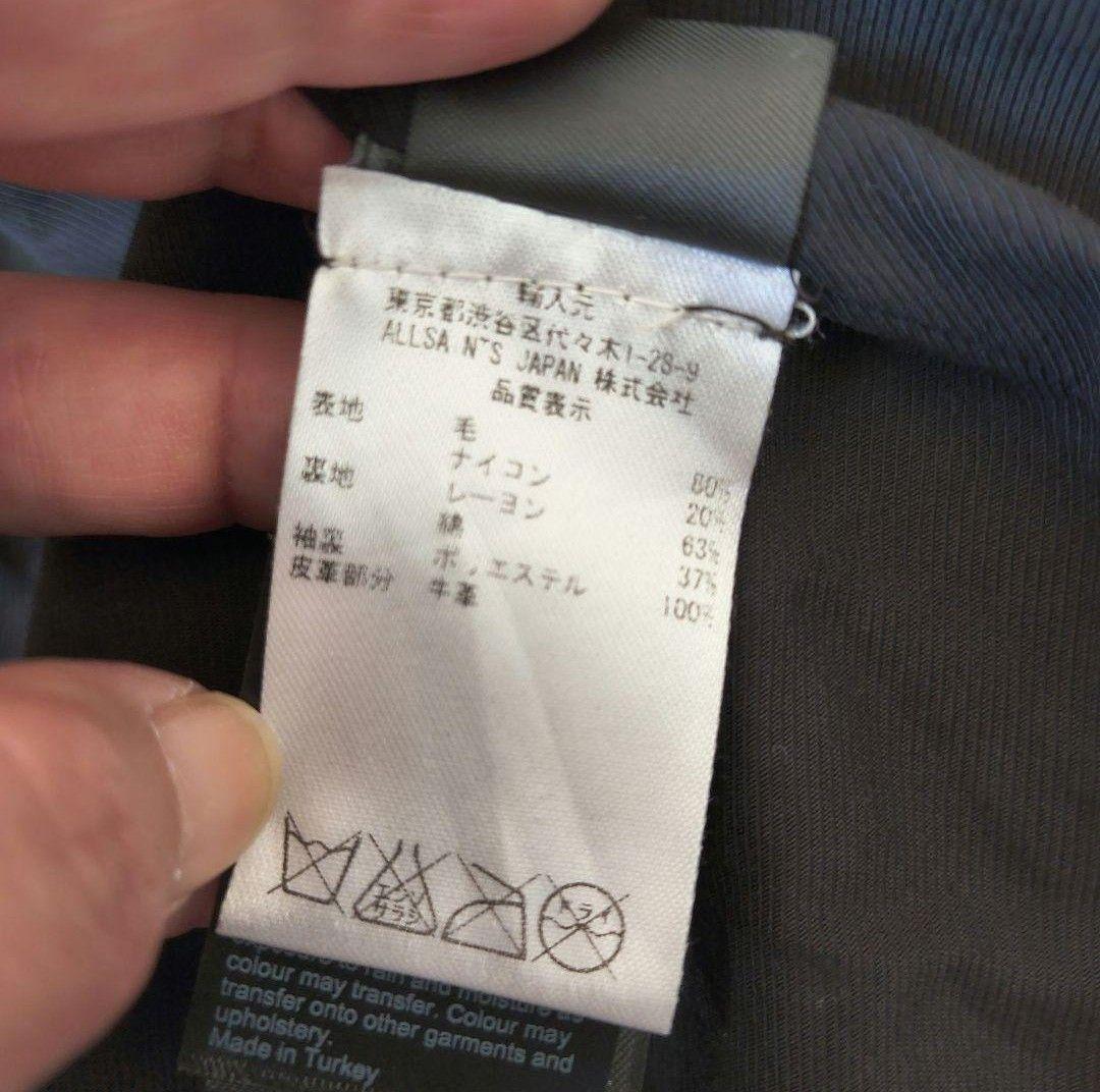 オールセインツ ネイビー ダブルブレスト トレンチコート XL ウール