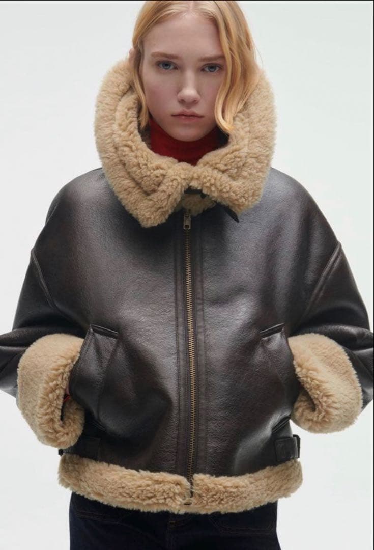 ZARA |ダブルフェイスショートジャケット|ムートンコート お値下げしま