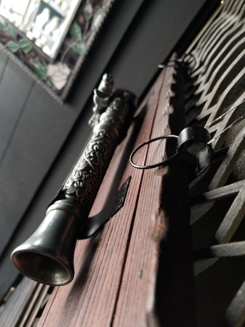 フリントロック メタル アンティーク 細密 装飾 西洋 様式 古式砲 台座付