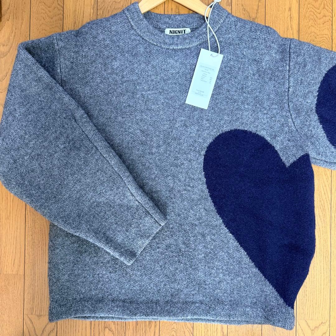 nknit ンニット♡pattern ハートパターンニット グレー ネイビー 0