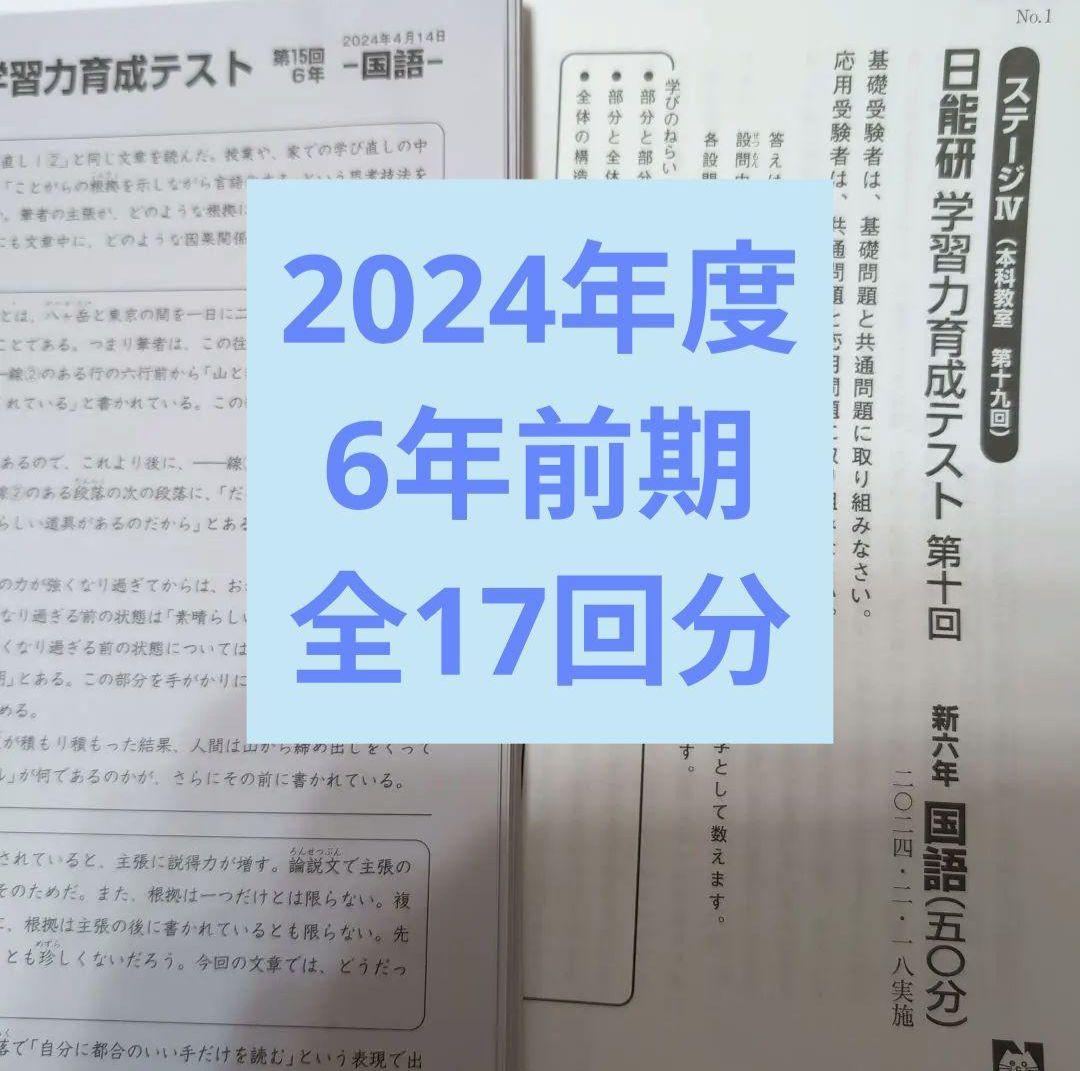 2024年度日能研学習力育成テスト6年前期全17回分 2025年度 日能研6年 学習力育成テスト 前期17回分 - メルカリ
