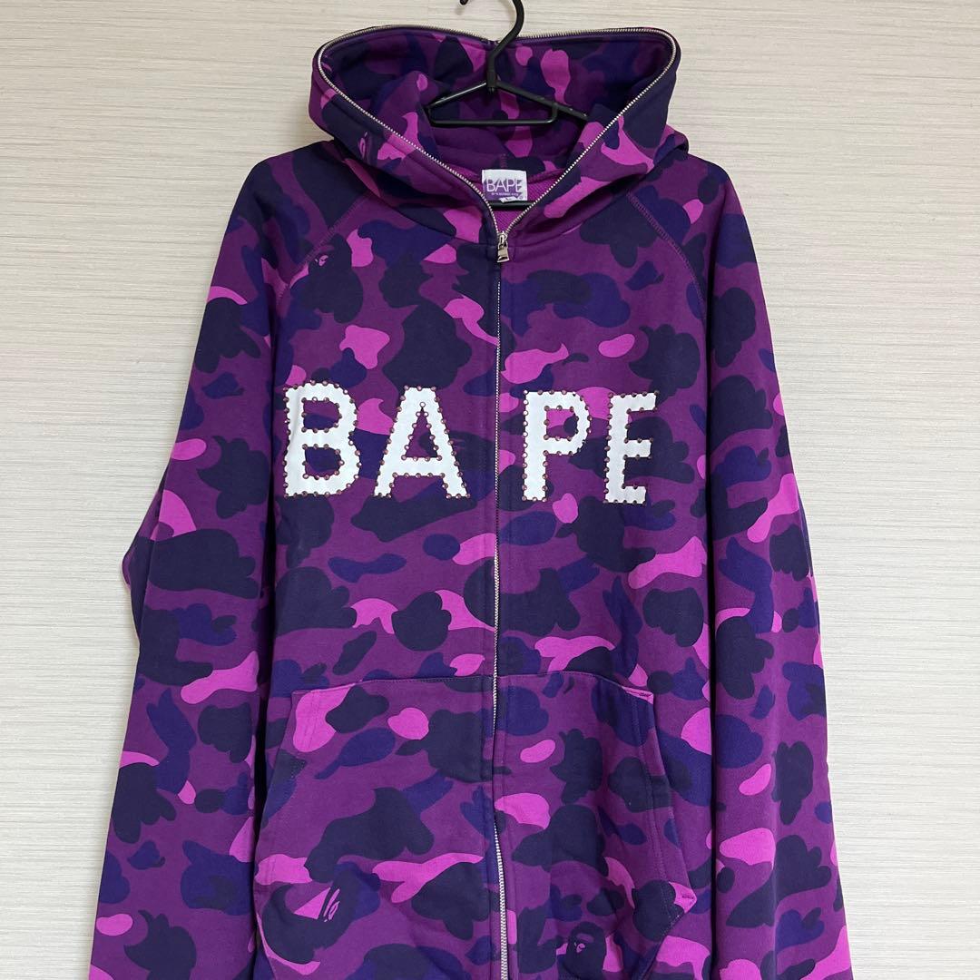 アベイシングエイプ ラインストーンパーカー Lサイズ 紫迷彩 - メルカリ