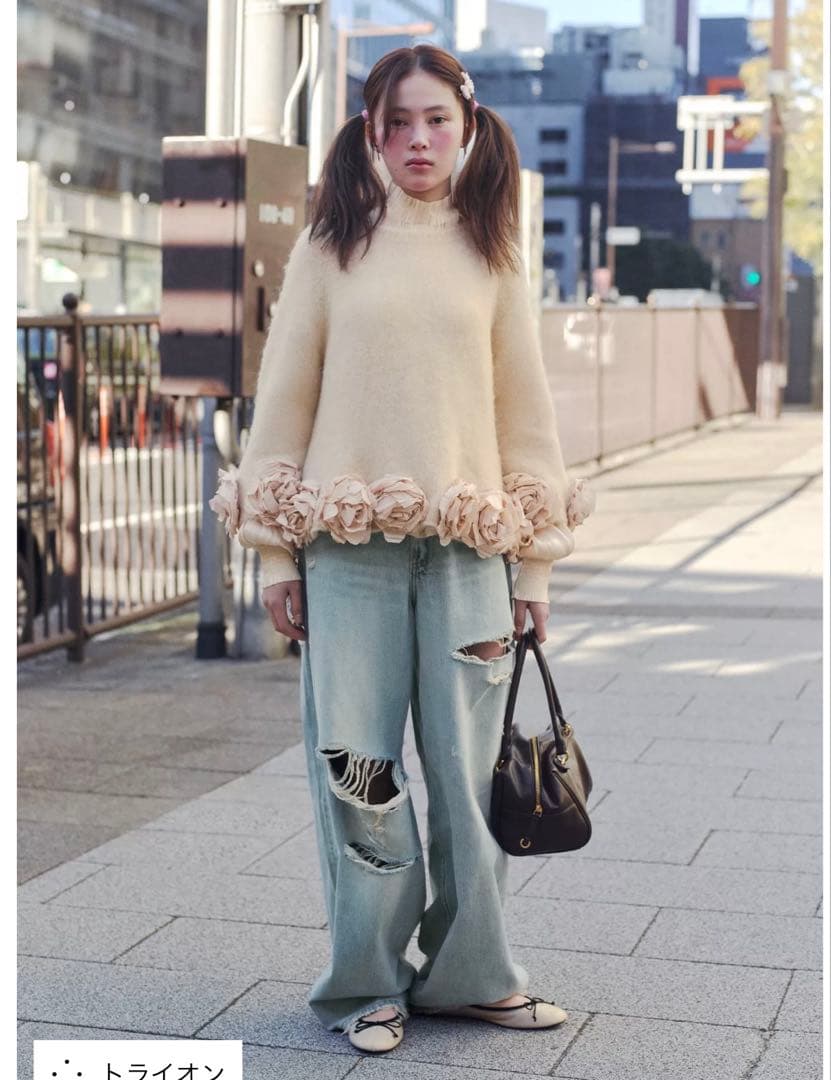 ZARA TRF ミッドライズ折り返しウエストデニムパンツ 32 - メルカリ