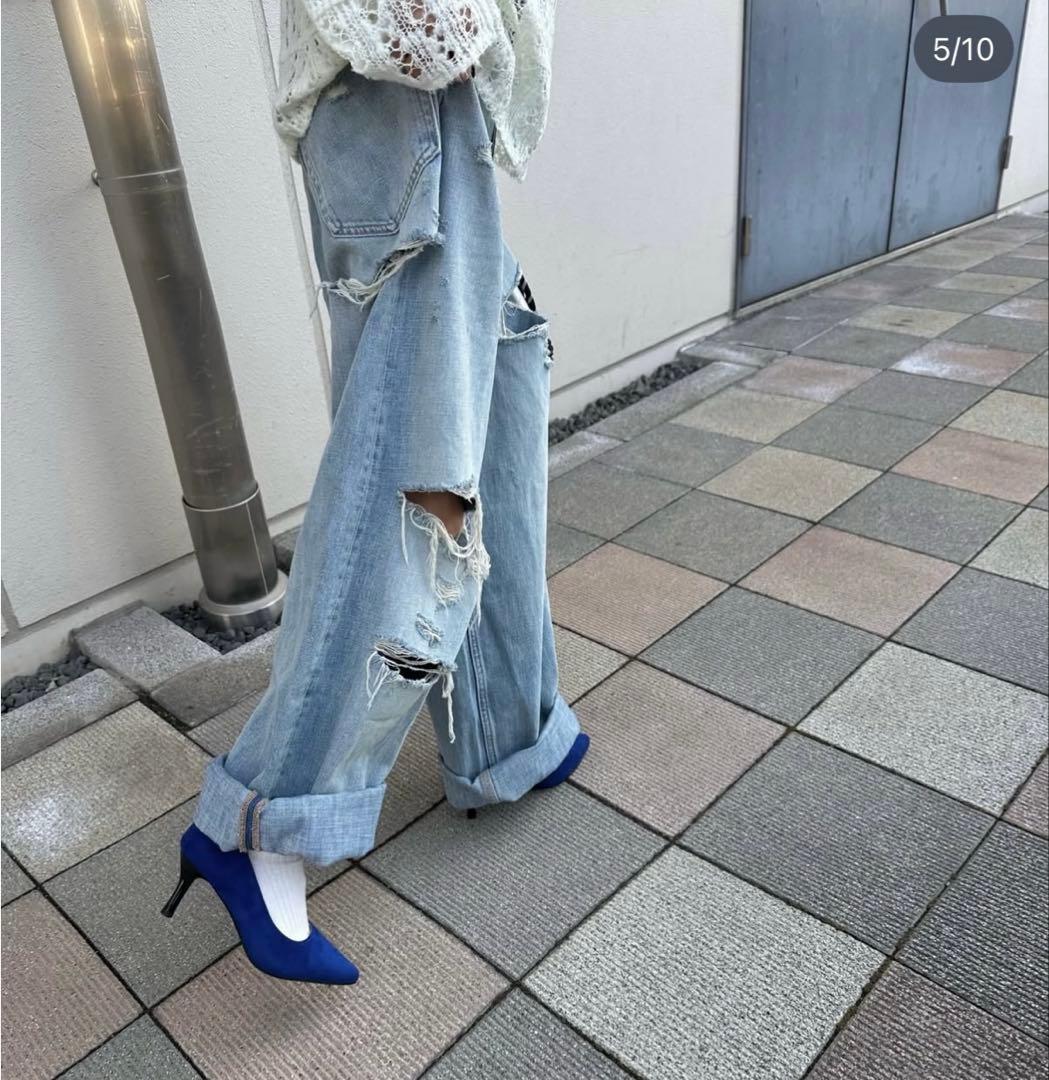 ZARA TRF ミッドライズ折り返しウエストデニムパンツ 32 - メルカリ