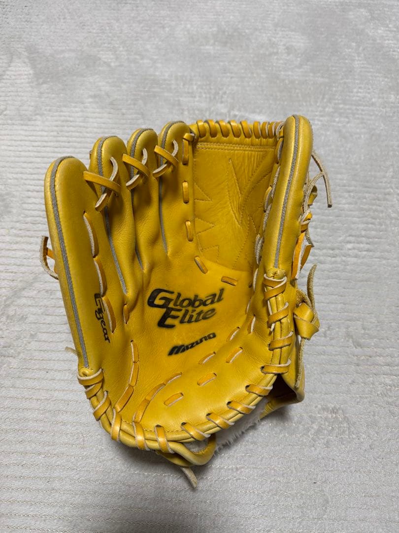 左投げ】Mizuno Global Elite 軟式投手用グローブ イエロー - メルカリ