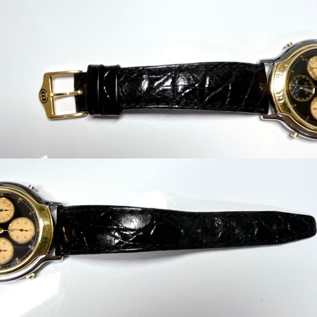 レア グッチ 8300 ムーンフェイズ ブラック ダイヤル クォーツ 電池式