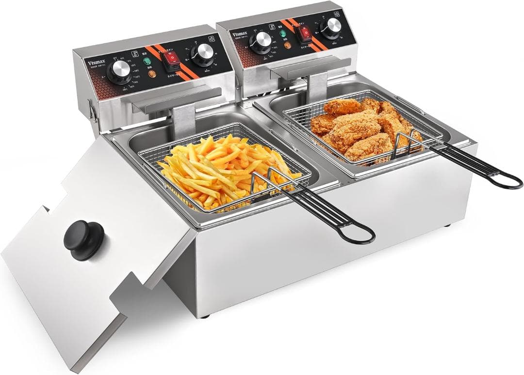 Vtsmax 電気フライヤー 20L 業務用 2槽式（10L＋10L） 家庭用可 Amazon.co.jp: 電気フライヤー 業務用 20L フライヤー 卓上電気