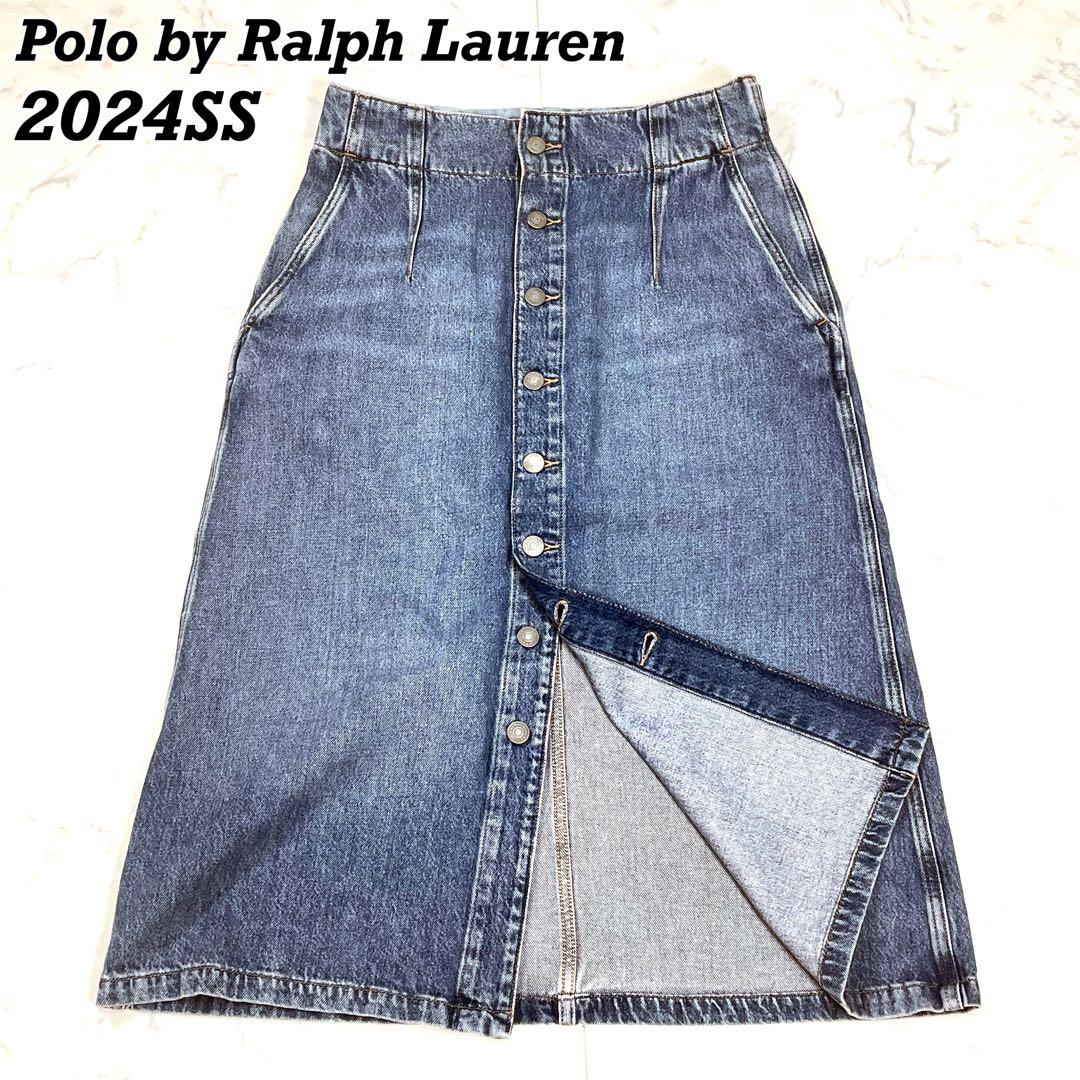 2024SS✨ 美品✨ ポロラルフローレン ボタン付きミディスカート A