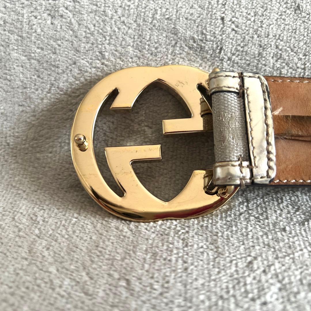 GUCCI インターロッキング ベルト レディース メンズ シルバー