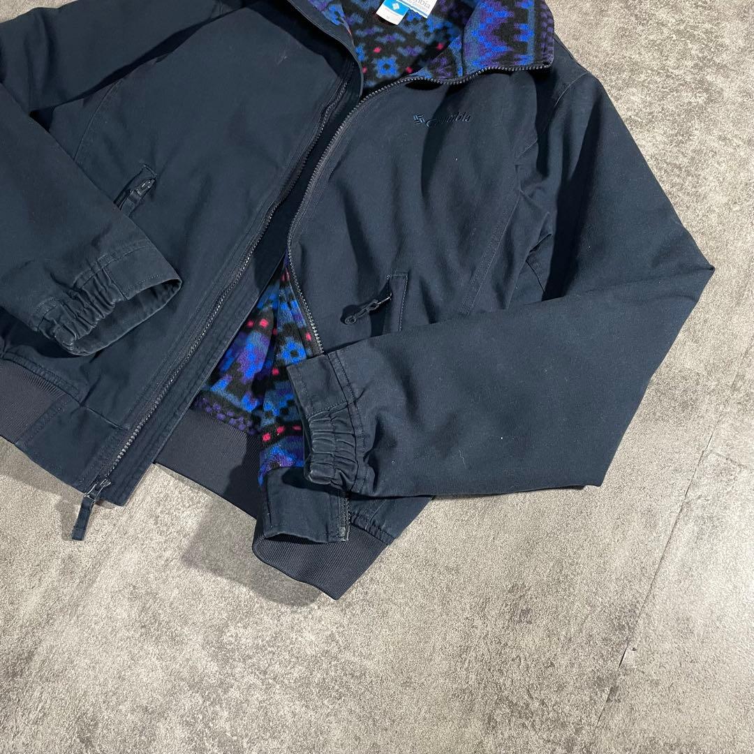 Columbiaダック地調ジャケット裏フリース M ネイビーワーク アウトドア