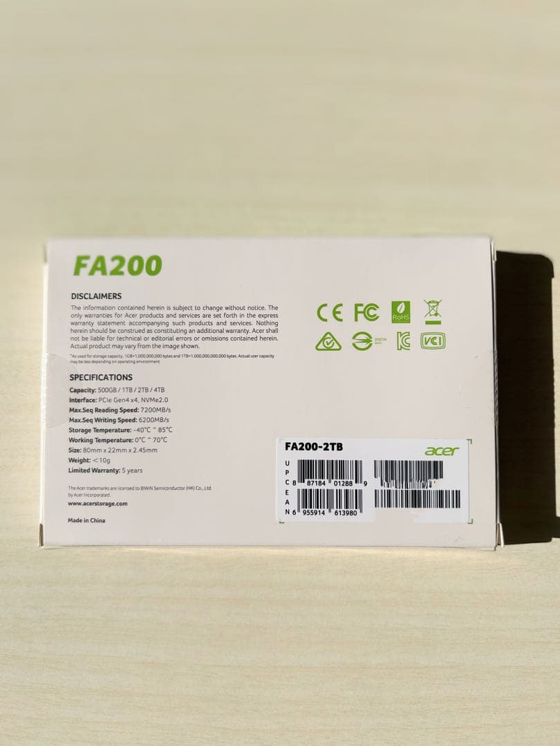 Acer M.2 SSD 2TB FA200 SSD りんみかん様専用 - メルカリ