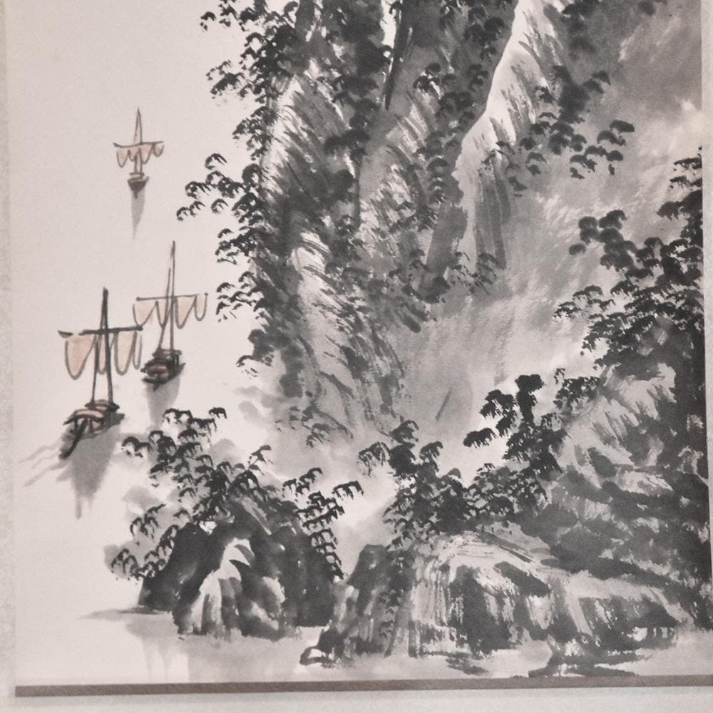 中国美術 桂林山水天下奇 丙寅春首 唐東写 山水画 水墨画 1986年