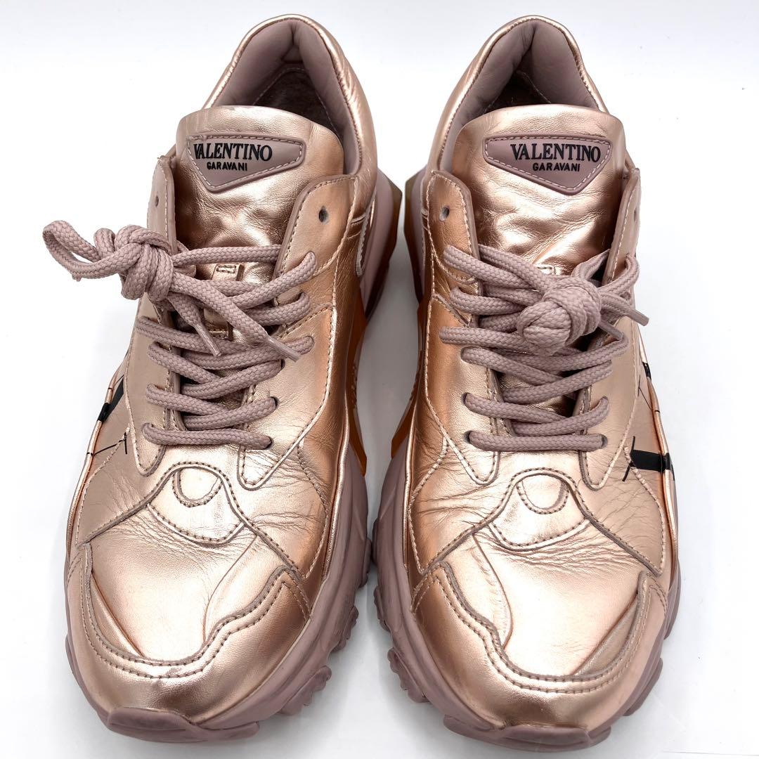 ヴァレンティノガラヴァーニ　スニーカー　24.5cm サイドロゴ メタリック