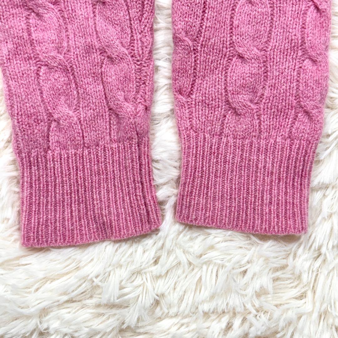 現行 L ラルフローレン ケーブルニット カシミヤ混 クルーネック ロゴ