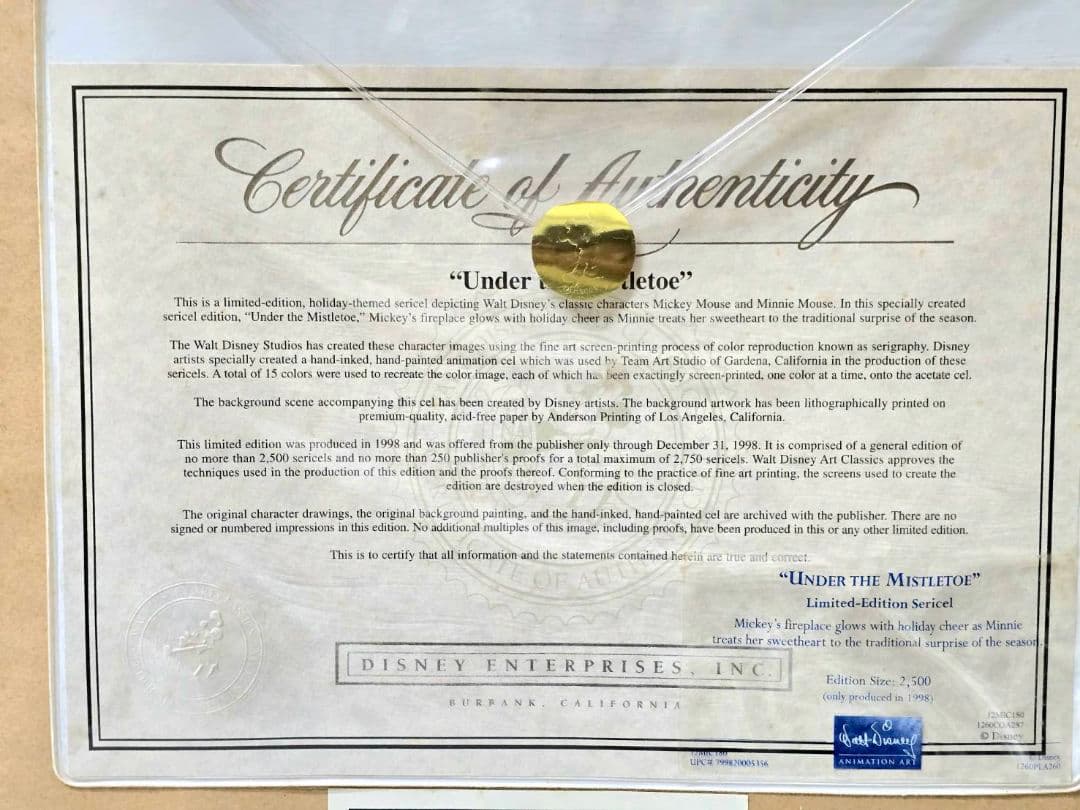 671 Walt Disney セリグラフセル画 ミッキー&ミニー