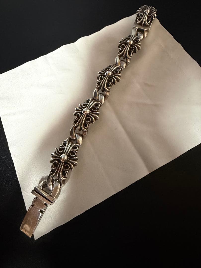 1997刻印クロムハーツ フローラルクロスリンク ブレスレット 20cm 1997刻印クロムハーツ フローラルクロスリンク ブレスレット 20cm