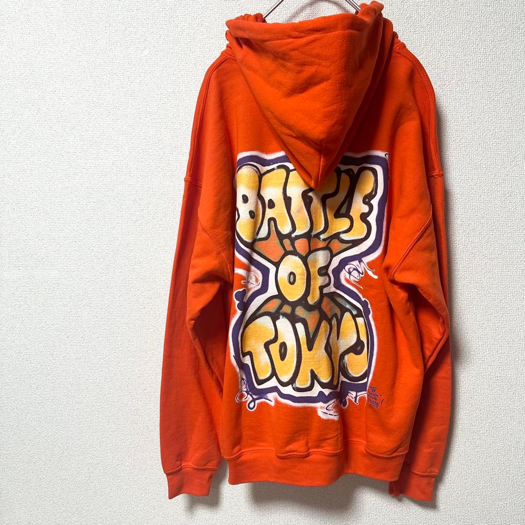 極美品】BATTLE OF TOKYO オレンジ パーカー ユニセックス L - メルカリ