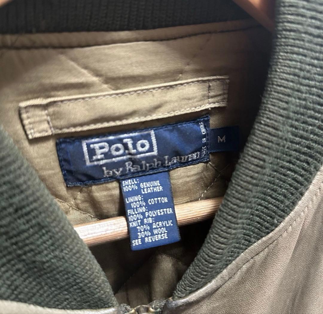 超スペシャル 90s MA1 ラルフローレン レザージャケット オリーブ