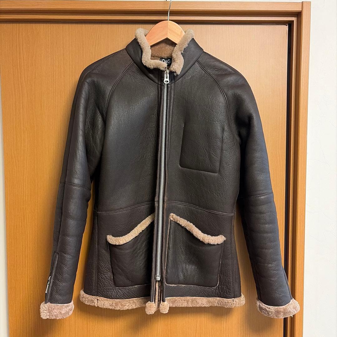 D&Gレザームートンジャケット M ダークブラウン D&Gレザームートンジャケット M ダークブラウン