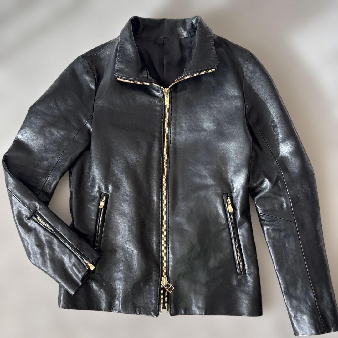 ベルS /N シングルライダースM 黒　ゴールド金具　Wジップ SILENCE (サイレンス) Single Leather Jacket (シングルレザー