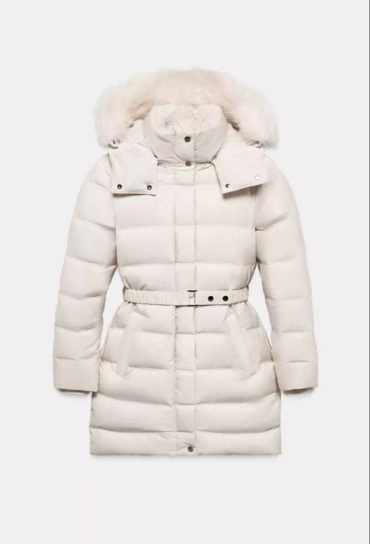 ZARA 撥水加工入りウィンドブレーカーフード付きダウンジャケット M