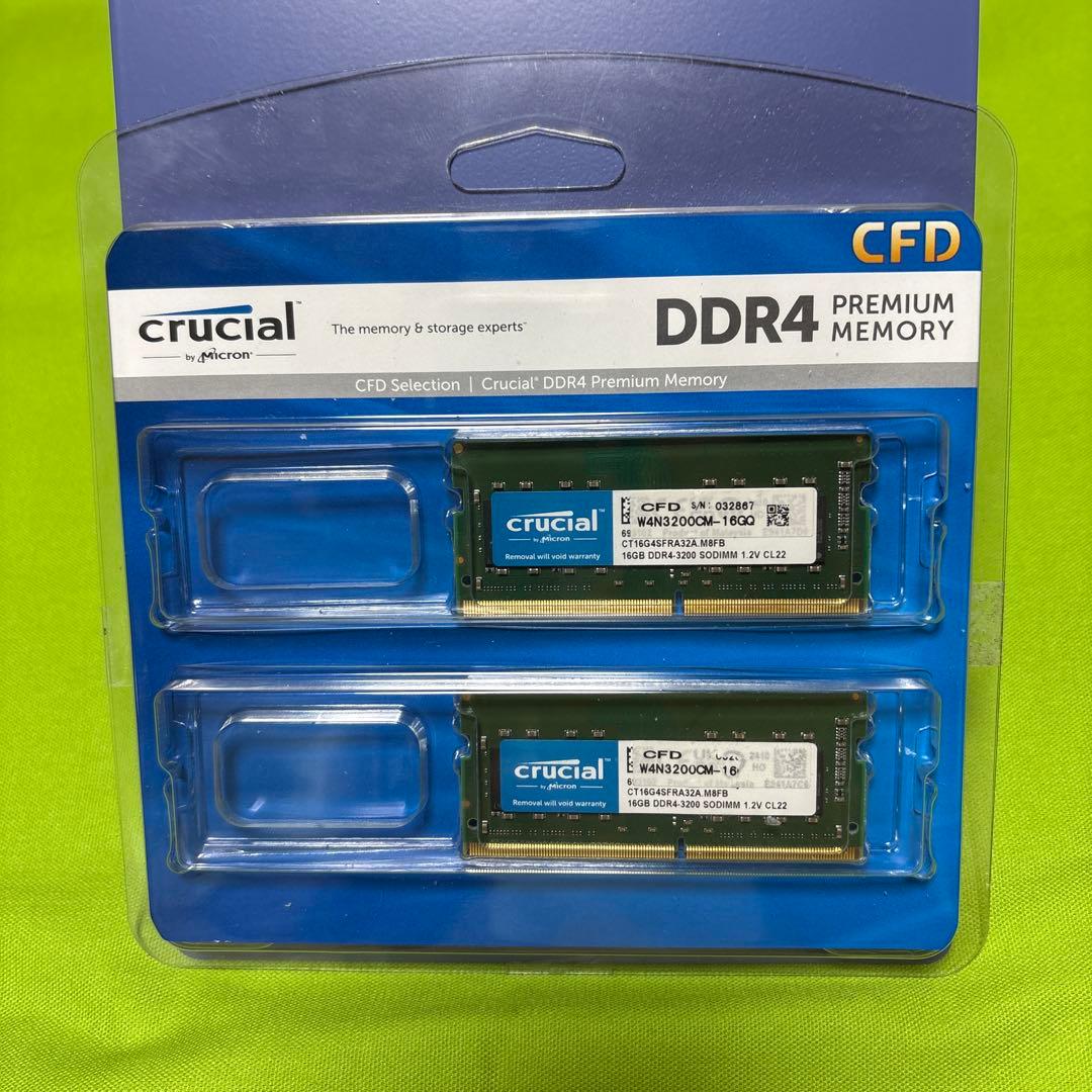 Crueial DDR4-3200 16GB×2枚 SODIMMメモリ crucial（クルーシャル） Crucial DDR4ノートPC用 メモリ 32GB (16GBx2