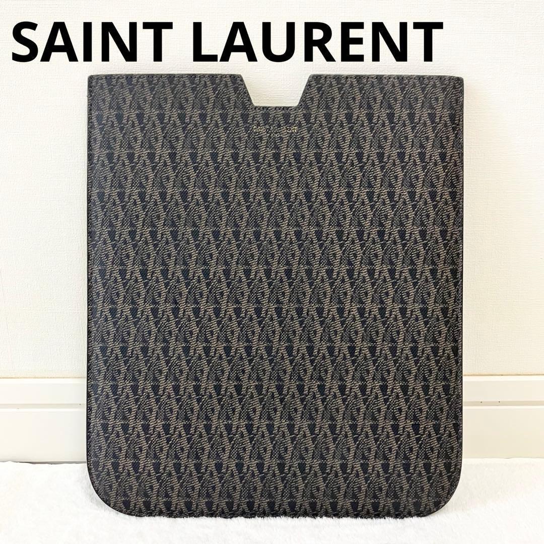 ★美品★サンローラン　タブレットケース　iPadケース　総柄　トワルモノグラム タブレットケース 桜柄/手帳型タブレットケース iPad / iPad Air