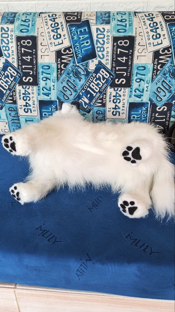 白い犬のぬいぐるみ