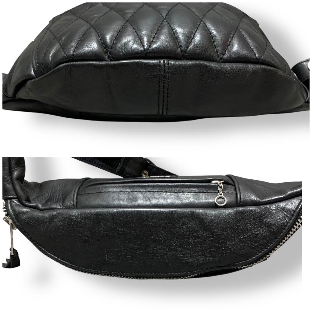 ショット SCHOTT ボディバッグ キルティング レザー 斜めがけ ブラック